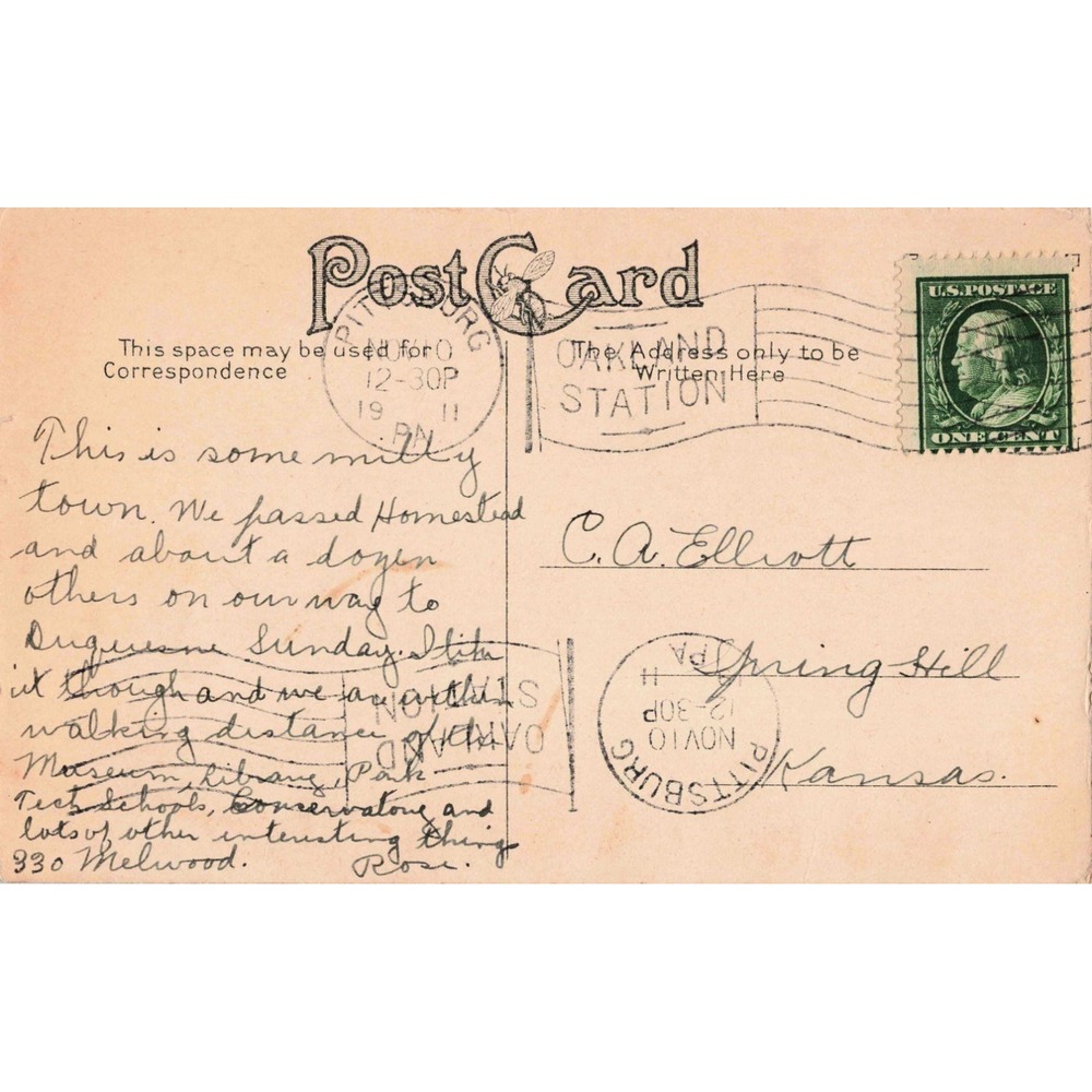 Vintage 1908 Pittsburgh PA Night Mill Scene Comic Postcard M.W. Taggart 1911 PM - Picture 2 of 2